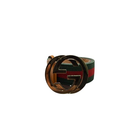 Ceinture Gucci en tissu et cuir T85.