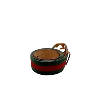 Ceinture Gucci en tissu et cuir T85.