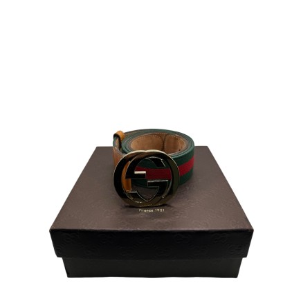 Ceinture Gucci en tissu et cuir T85.