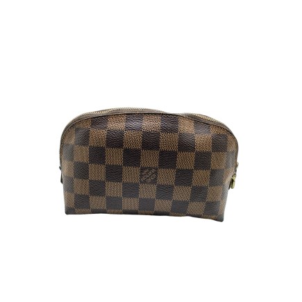 Pochette à maquillage Louis Vuitton toile damier ébène.