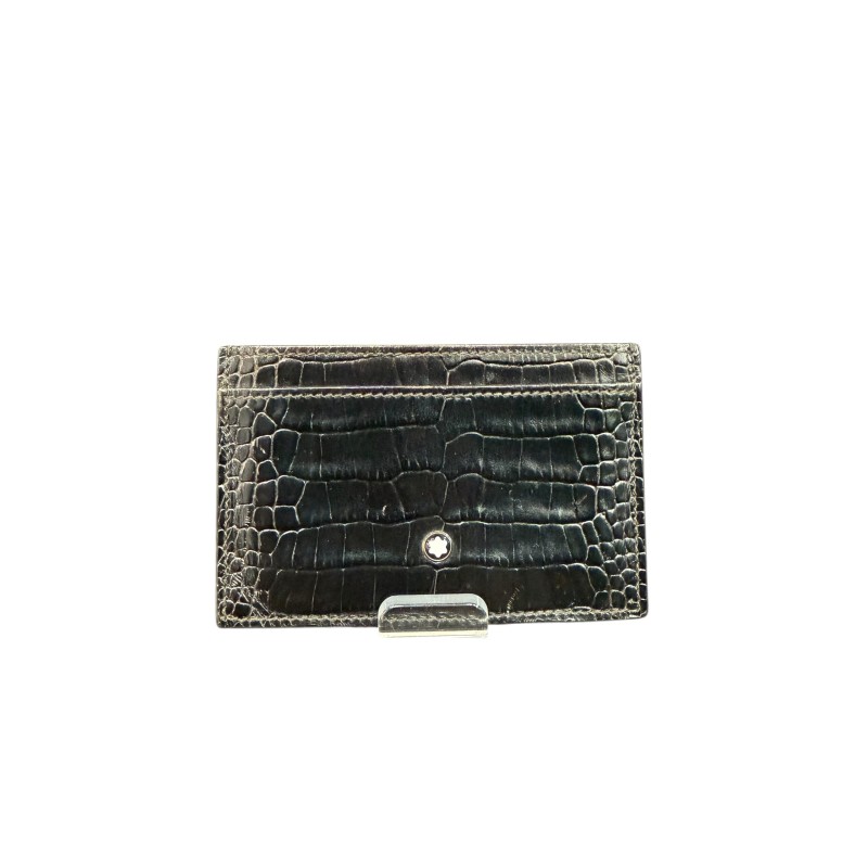 Porte cartes Montblanc cuir façon croco. Porte cartes Montblanc cuir façon croco.