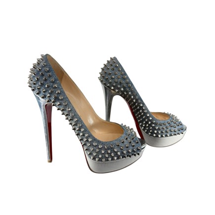 Escarpins Christian Louboutin Blue Denis Spikes P39
